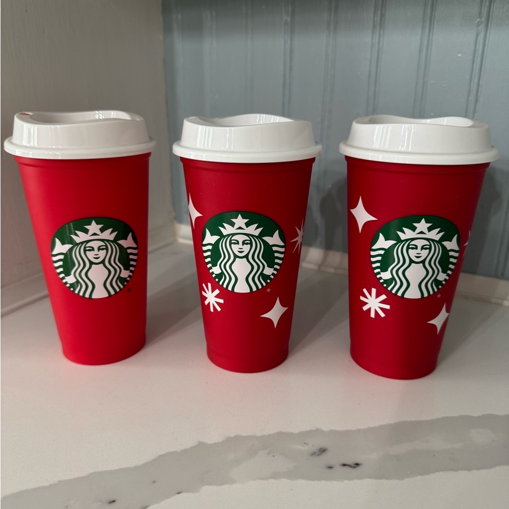 Starbucks reusable red holiday cups